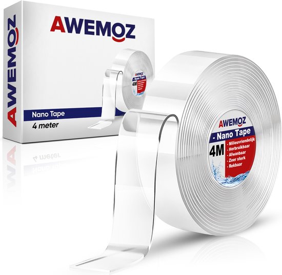 AWEMOZ® Nano Tape - Bricolage - 4 Mètres de Long - Tape Double Face  Transparent Extra