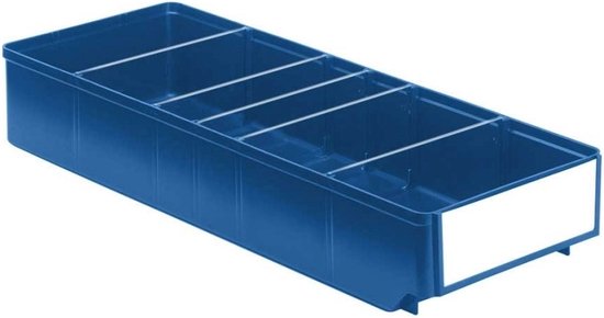 Bac à étagères, bac de rangement, bac à matériaux, bac à pièces aux dimensions de 50 x 18,6 x 8,3 cm (LxlxH) emballé par 5 pièces.