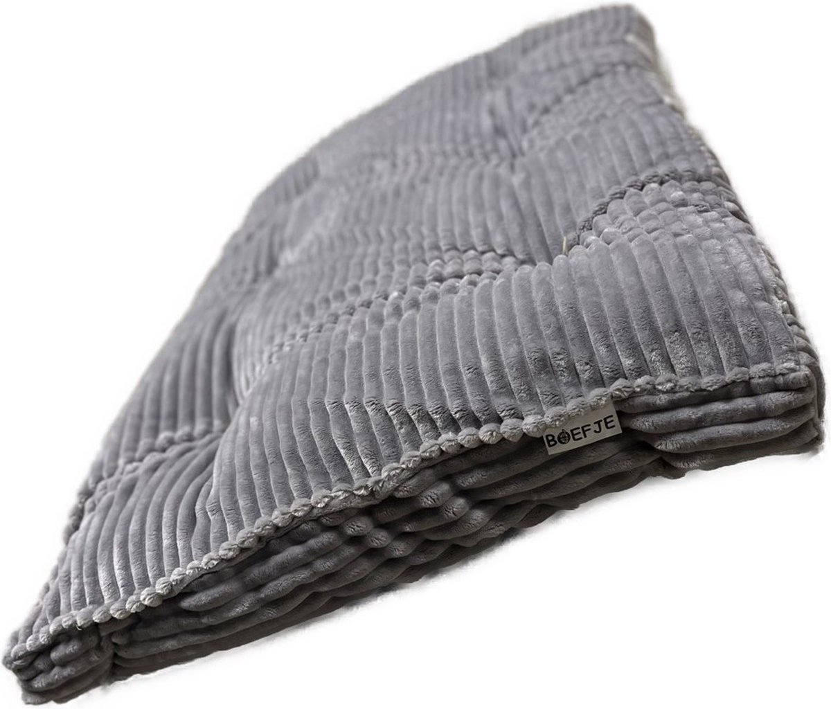 Boefje Hondenkussen - Fluweel - Rib - Grijs - 60 x 80 cm