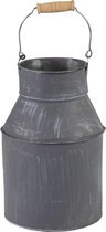 Mega Collections Cache-pot/pot de fleur baratte à lait - zinc - gris - D13 x H20 cm