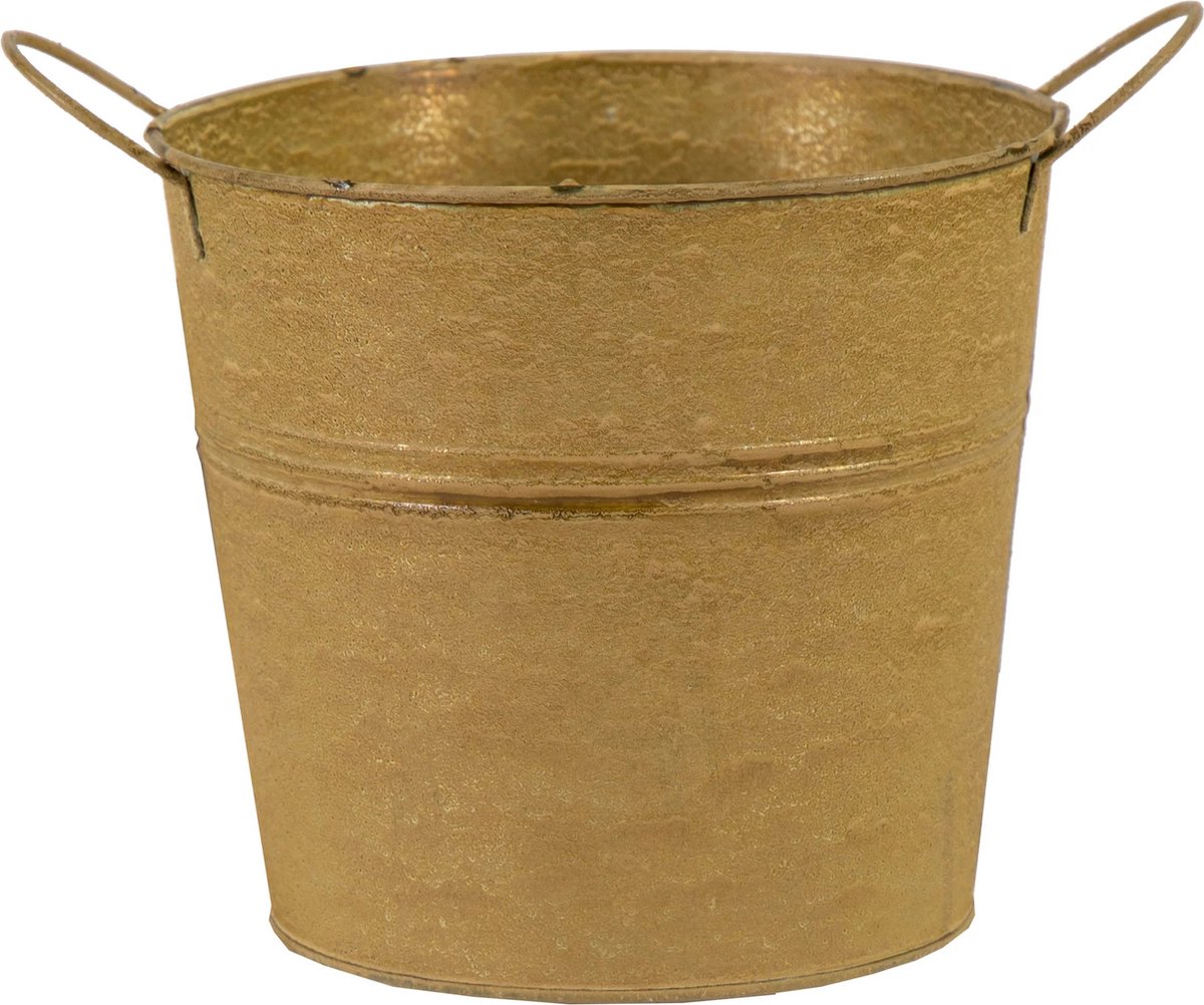 Goedkoopste Mega Collections Emmer/plantenpot/bloempot - zink - oud goud - D14 x H12 cm