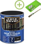 CetaBever Buiten Deur & Kozijn Meester Beits - Zijdeglans - Zwart - 750 ml Inclusief 6 delige beitsset