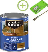 CetaBever Buiten Gevel & Kozijn Snel Beits - Zijdemat - Licht Eiken - 750 ml Inclusief 6 delige beitsset