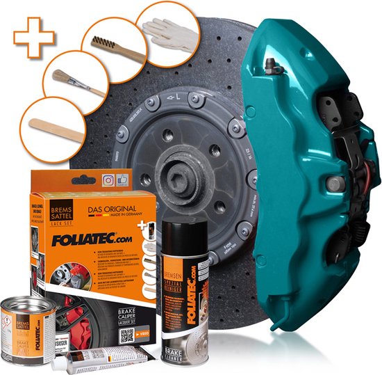 Kit de peinture pour étriers de frein Foliatec - Blue Miami Beach - 3 composants - Nettoyant pour jantes inclus