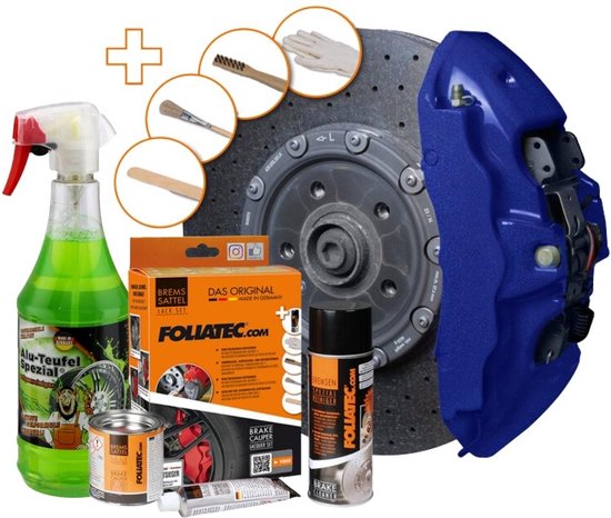 Kit de peinture pour étrier Foliatec - Performance Blauw Metallic - 3 composants - Nettoyant pour jantes inclus