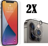 4 PACK (2+2) - Geschikt voor iPhone 12 Pro Max - 2X Camera lens protector + 2X Screen protector - Beschermglas - Glasplaatje - Tempered glass