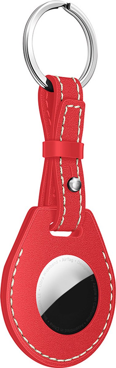 Hoesje geschikt voor AirTag - Sleutelhanger - Houder - Leer - Case - Bescherming - Rood