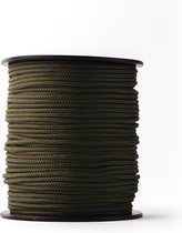 SNURO polyester touw (3mm, 100M) - robuust gevlochten polyester touw in het kaki groen voor elke toepassing - weerbestendig touw ideaal voor buiten & survival - Commandotouw