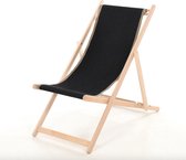 Kleurmeester.nl - Strandstoel Zwart - Opklapbaar - Beukenhout - Canvas stof - | Zwart