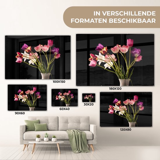 MuchoWow® Peinture sur Verre - Tulipes - Nature Morte - Fleurs - 150x100 cm - Peintures sur Verre Peintures - Photo sur Glas
