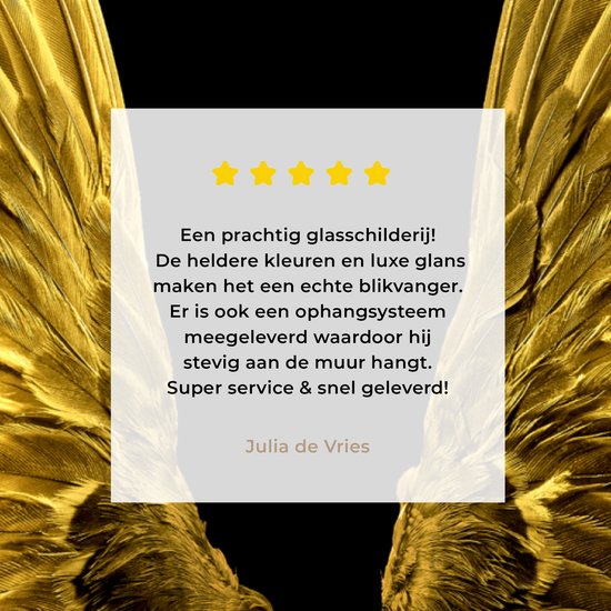 Peinture sur Verre - Ailes Dorées sur Fond Noir - 90x60 cm - Peintures sur Verre Peintures - Photo sur Glas