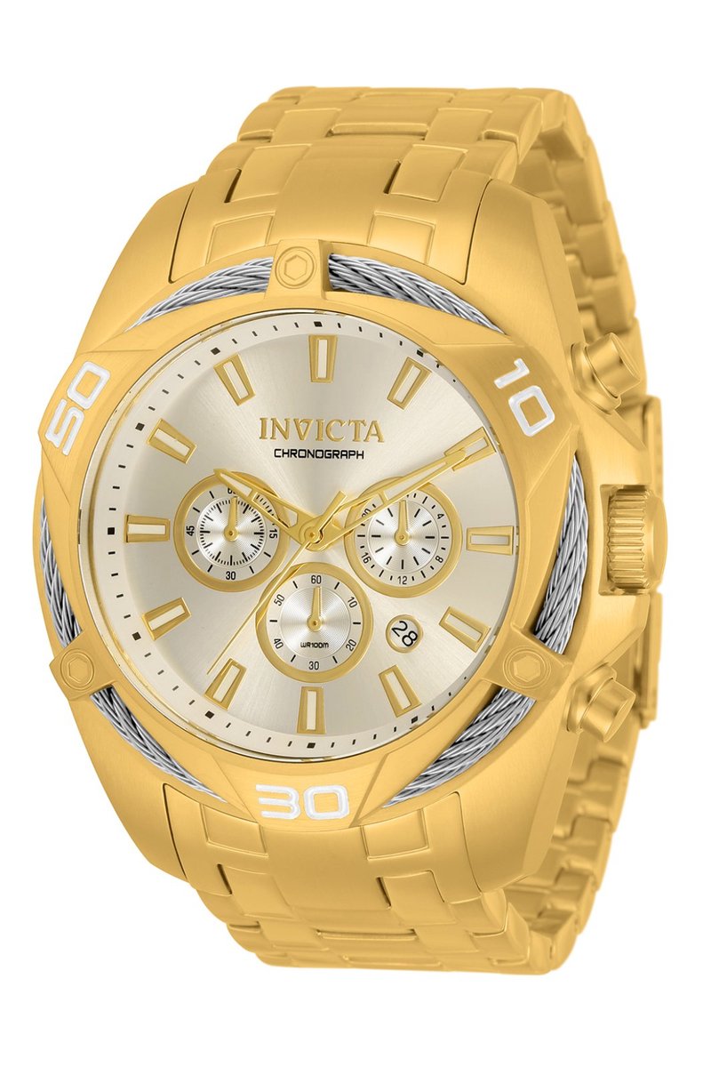 Invicta Bolt 34121 Heren Horloge - Waterdicht - Analoog - Quartz Uurwerk - Roestvrij Staal met zilveren Wijzerplaat -50mm