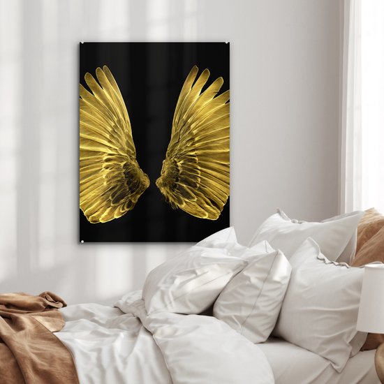 Peinture sur Verre - Ailes Dorées sur Fond Noir - 60x80 cm - Peintures sur Verre Peintures - Photo sur Glas