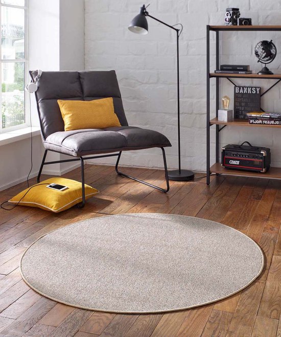 Basics Effen Rond Vloerkleed Lichtgrijs Laagpolig - 160 CM ROND | Leen
