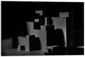 Dibond - Opgestapelde Balken en Blokken in Donkere Omgeving - 60x40 cm Foto op Aluminium (Wanddecoratie van metaal)