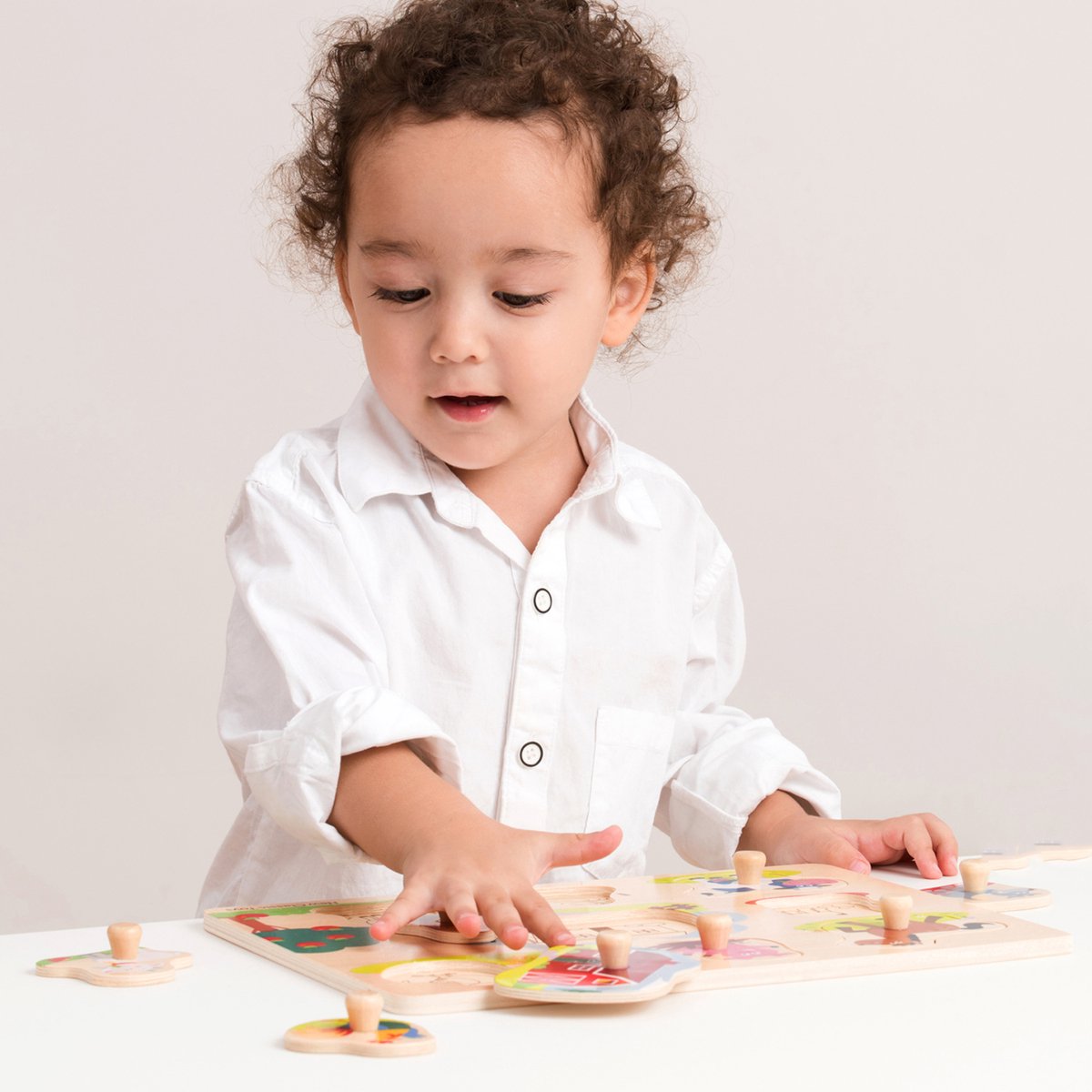 Woet® Houten Knoppuzzel Boerderij - 8 Puzzelstukjes - FSC - Houten Puzzel met Knopjes - Educatief Peuterspeelgoed - Vanaf 2 Jaar — afbeelding 5