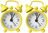 Set de 2 petits réveils - Jaune - Mini Réveil - Mini Horloge - Klein Réveil - Réveil de Voyage - Mini Klok - Réveil Pour In Cloches