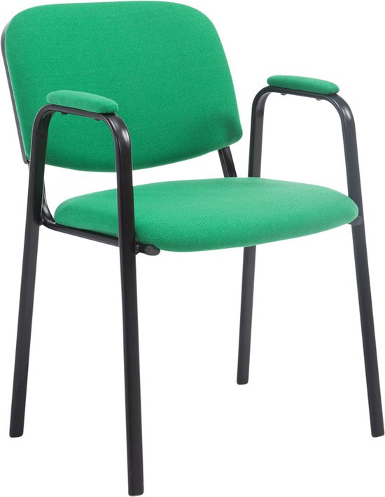 Chaise visiteur - Chaise de salle à manger - Roulée - Tissu vert -  structure noire -... | bol