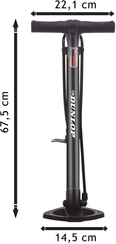 Dunlop Fietspomp - staande pomp voor Presta, Dunlop, Schrader ventiel - 12 bar