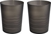 Set de 2 poubelles en plastique, corbeille à papier chic avec design ondulé pour salle de bain, bureau et cuisine, poubelle compacte également pour papier, etc., noir mat