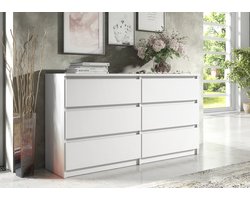 Pro-meubels - Ladekast Stamford - 138cm - Wit mat - Commode - 6 lades