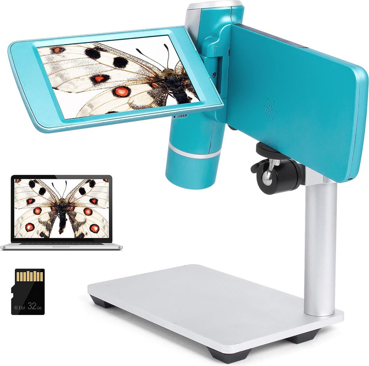 Draagbare Digtale Microscoop - Verstelbare Microscoop Kinderen Met USB Kaart - 200x Zoom - Met Stand