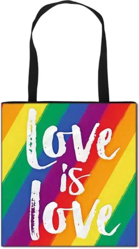 Pride tas - LGBTQ- Community-pride – love is love - schoudertas-39,5 x 39.5-canvas tas -strandtas-pride -zomer -boodschappentas -schoudertas - rainbow -gaypride -lesbisch-gay – lgbt -Regenboogtas- Rainbow- Kleuren- Real pride- Amsterdam