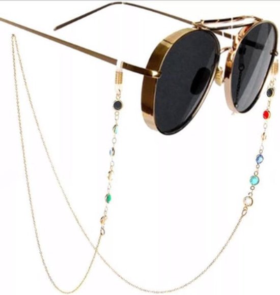Akyol - Brillenkoord - zonnebril - Goudkleurig - Bril - koord - cadeau voor dames - brillenkoord cadeau - brillenkoord vrouwen - brillenkoord dames - zonnebril koord -dames brillenkoord met steentjes