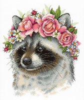 Borduurpakket MP-Studia - Adorable Raccoon - Lieflijke Wasbeer - telpatroon om zelf te borduren