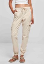 Urban Classics - High Waist Cargo Dames joggingbroek - L - Ivoorkleurig