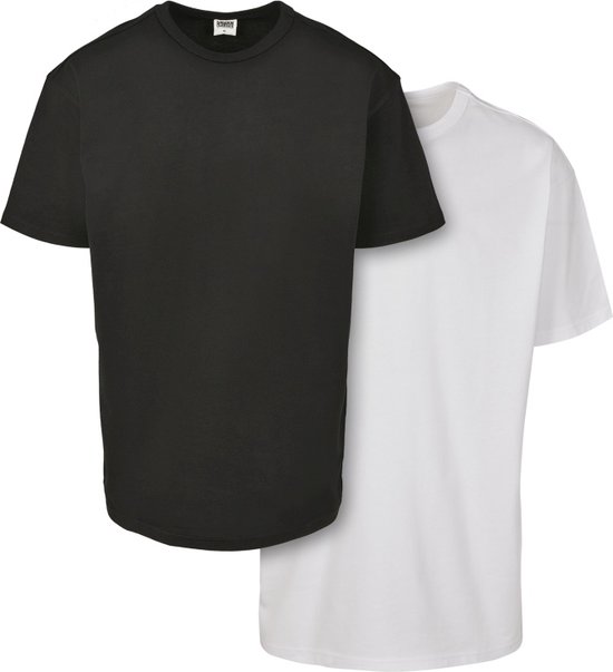 Urban Classics - Organic Basic Heren T-shirt - 5XL - Zwart/Wit