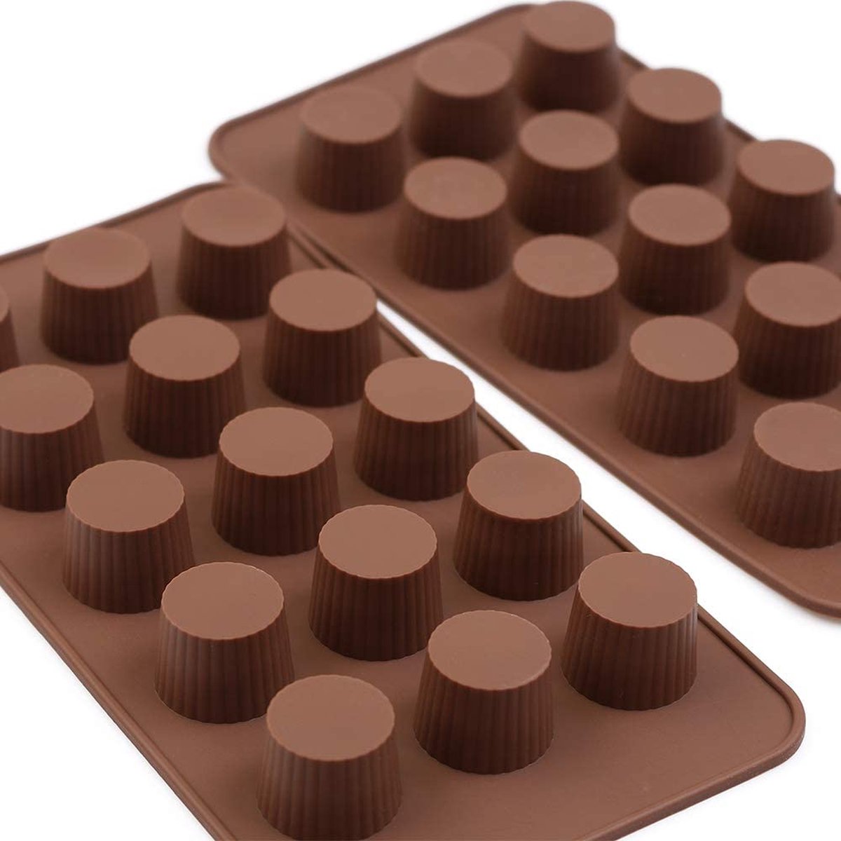 Mini-chocoladevorm met 15 bakjes, set met 4 siliconen vormen met antiaanbaklaag voor snoep, keto, chocolade, pindakaas
