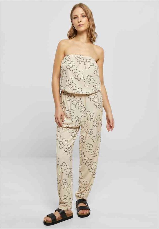 Urban Classics - Viscose Bandeau Jumpsuit - XXL - Creme/Zwart