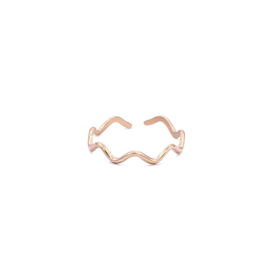 Mint15 Verstelbare ring 'Waves' - Roségoud RVS/Stainless Steel