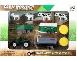 foto van Tractorset tractor met 3 aanhangers en dieren + acc