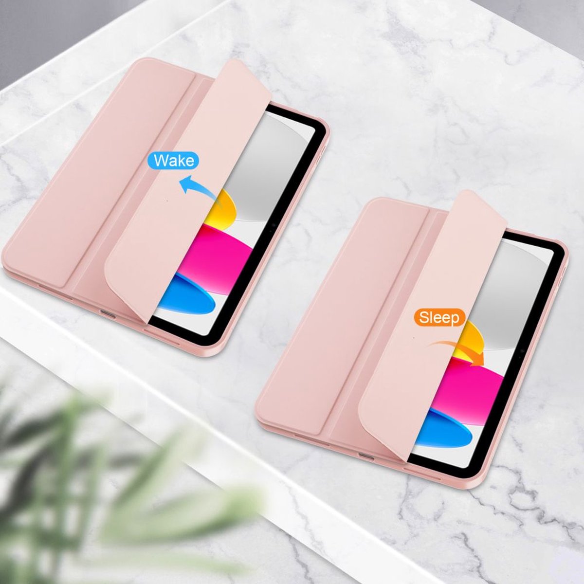 Apple iPad 10e Generatie 10.9 (2022) hoes met pencil houder Trifold hoes met...