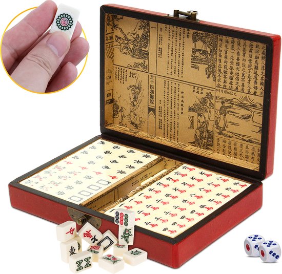 Mahjong - Gezelschapsspel - Koffer - Chinees - 144 Tegels - 28cmx19cmx4cm