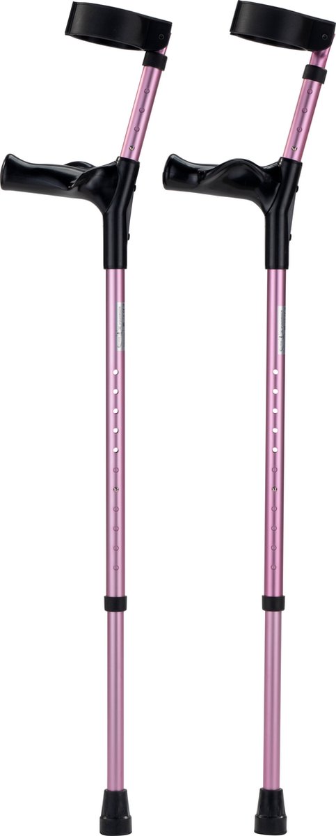 Goedkoopste Elleboogkrukken ergonomisch Roze. Maat M/L - Loopkrukken - krukken anatomische handvatten, gesloten manchet - Set - paar van 2
