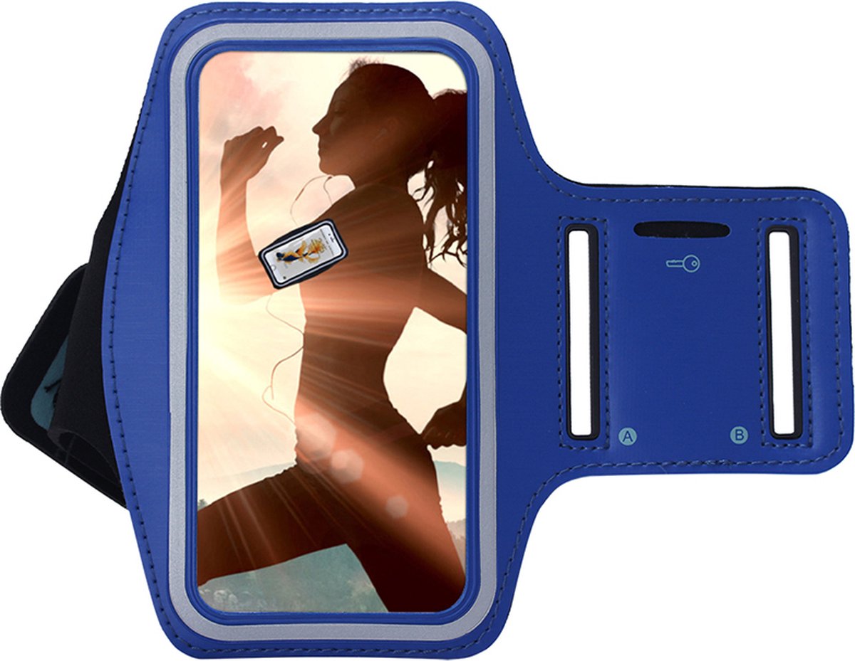 Sportarmband - MoDo Hoesje Geschikt voor Google Pixel 4 XL/ Pixel 6 Pro/ Pixel 7 Pro hoesje - Sportband - Hardloop armband telefoon - Sport armband - Hardloop telefoonhouder - Blauw