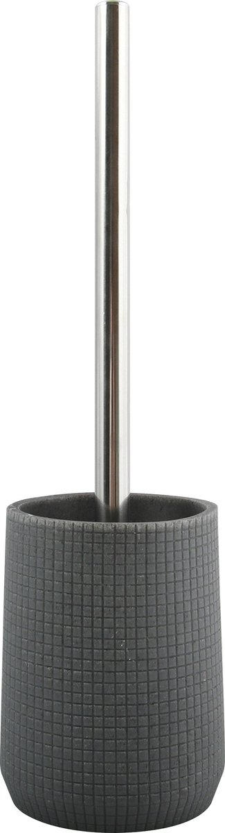 MSV Toilet/wc-borstel in houder - squares - kunststeen/metaal - donkergrijs - 35 cm