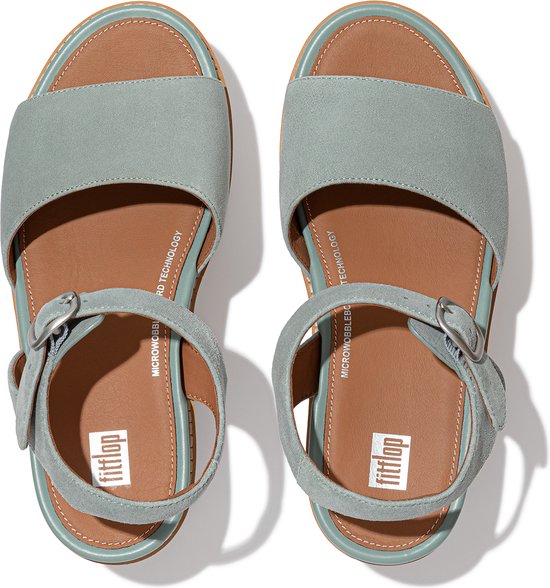 FitFlop Eloise Cork-Wrap Suede Back-Strap Wedge Sandals BLAUW - Maat 36 |  bol