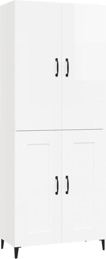 vidaXL Hoge kast 57x35x90 cm bewerkt hout zwart