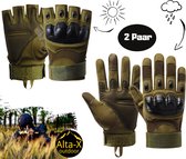 Alta-X - 2 paar - Airsoft handschoenen Set groen - Leger Handschoen - Lange en vingerloze handschoen Tactische handschoen