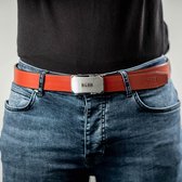 Black & Brown Belts - Curved zilveren gesp - Light Brown Belt -125 CM - Automatische Leren Riem - Riem zonder gaatjes - Broekriemen - Riem 125 cm