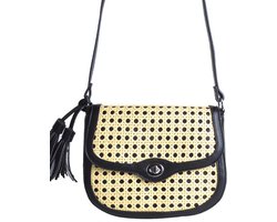 Zwarte Rattan Schoudertas Kwastjes - Schoudertassen - Crossbody tassen - Dames Tassen - Zwart