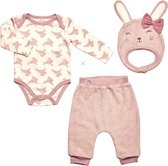 3-delige Baby Kledingset - Velvet Pink Bunny - Maat 68