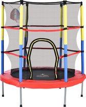 Trampoline Merax avec anneau de basket - 164 x 140 cm - Mini trampoline pour Enfants - Rouge avec jaune et Blauw