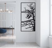 Prachtige 3 panelen metalen boom wanddecoratie met 3D effect! 27,5 x 13.7 cm Zwart