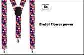 5x Bretel flower power hippie - Themafeest carnaval thema party hippie festival disco 70s and 80s