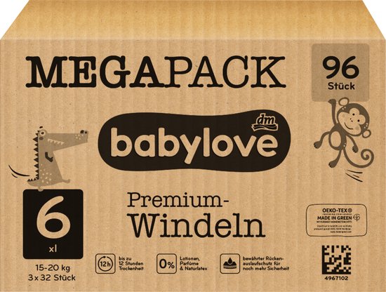 babylove Babyluier maat 6 XXL 15 20 kg Maandbox 96 stuks bol
